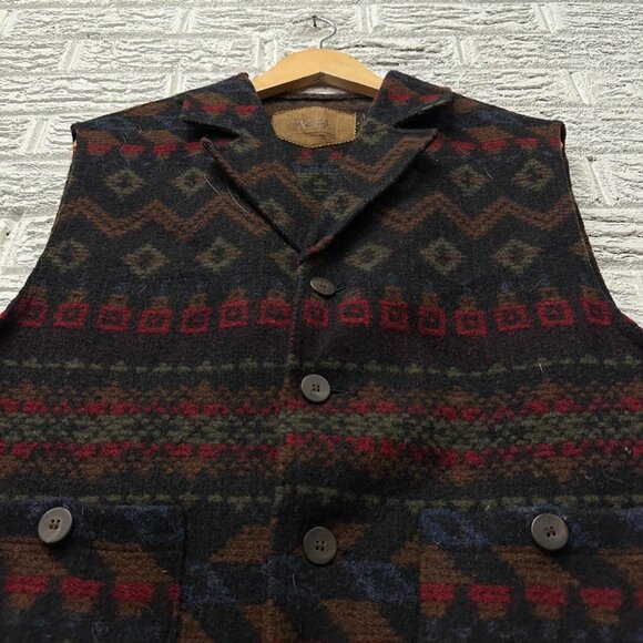 Woolrich Other - Vintage Aztec Woolrich 100% Wool Vest Men’s‎ Large  80s Button Front Retro Vest